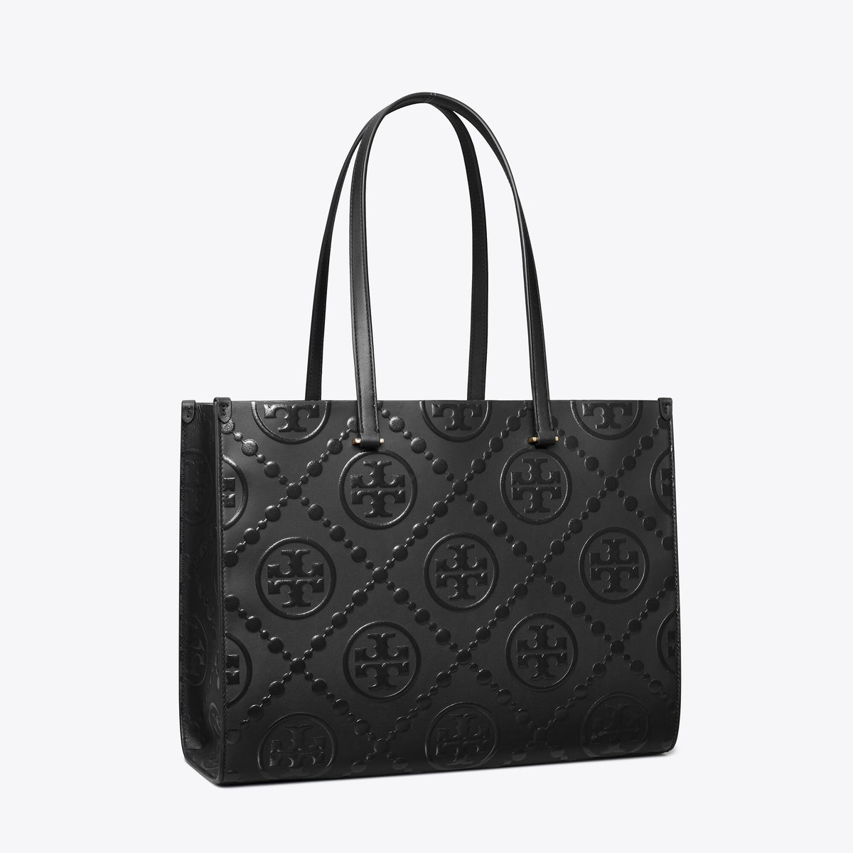 Tory Burch T Monogram Embossed Tote - Black/Black