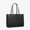 Tory Burch T Monogram Embossed Tote - Black/Black