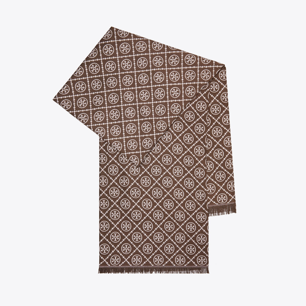Tory Burch T Monogram Jacquard Oblong Scarf - T Monogram Brushed Jacquard Oblong Brown - 3