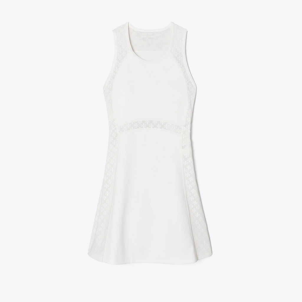 Tory Burch T Monogram Mesh Tank Dress - Snow White