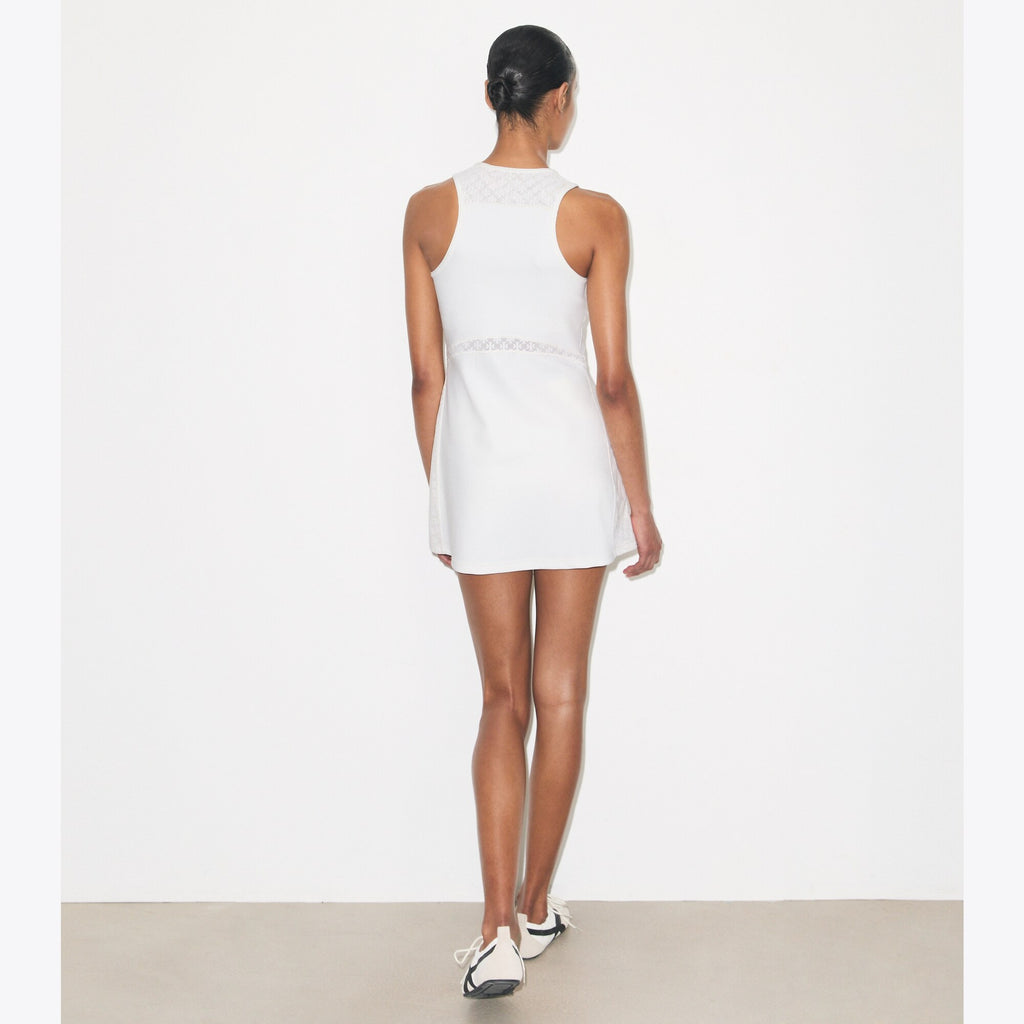 Tory Burch T Monogram Mesh Tank Dress - Snow White - 4