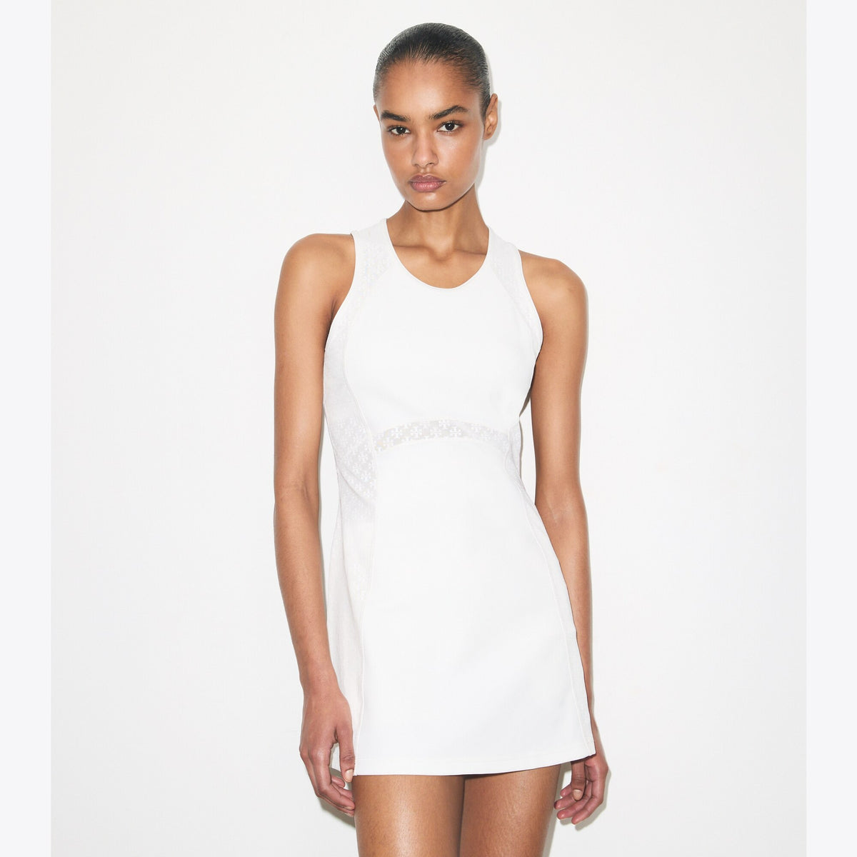 Tory Burch T Monogram Mesh Tank Dress - Snow White - 2