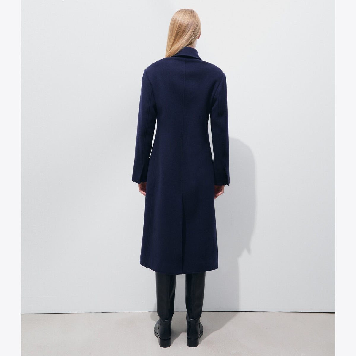 Tory Burch Tailored Long Wool Peacoat - Medium Navy - 3