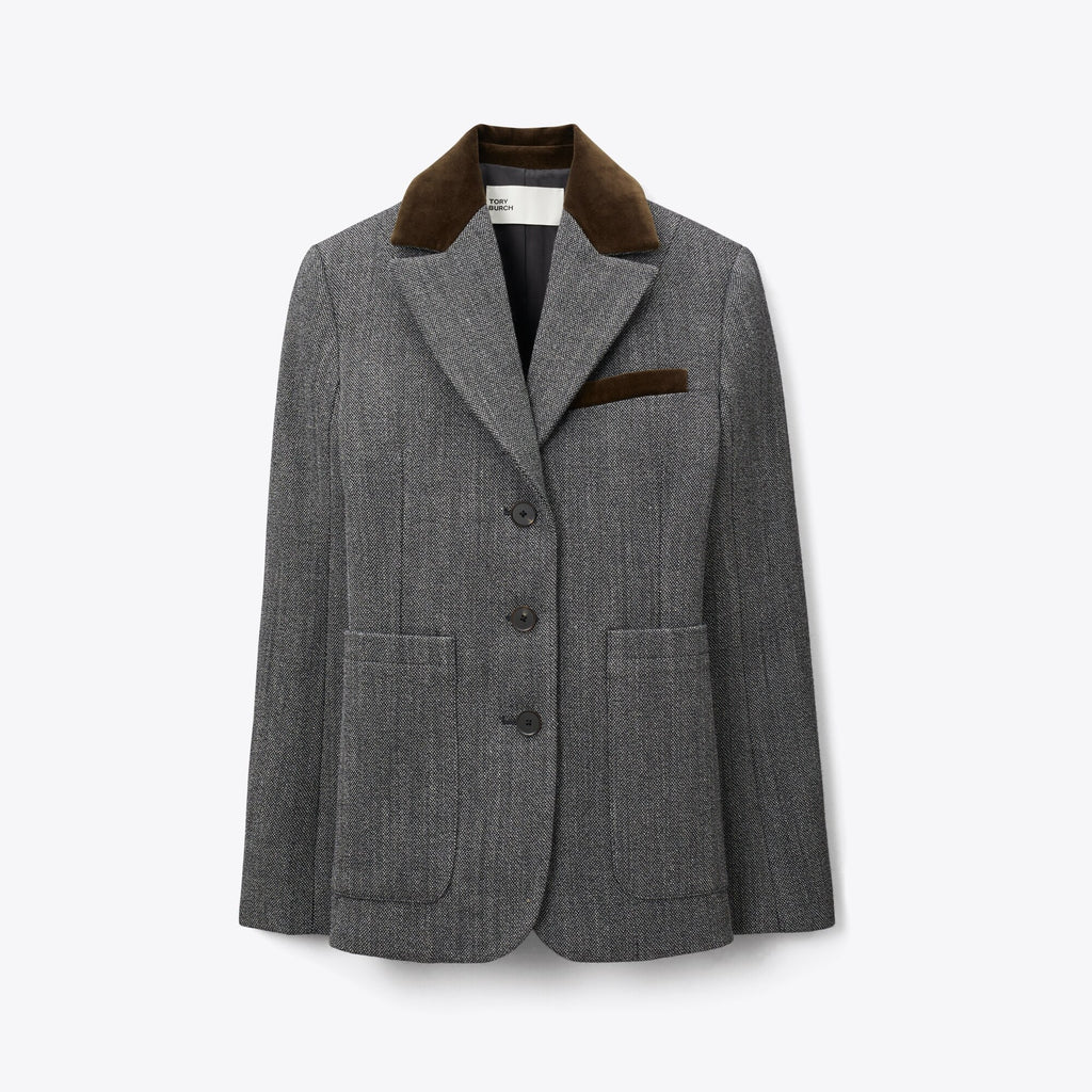 Tory Burch Tailored Tweed Jacket - Black / White