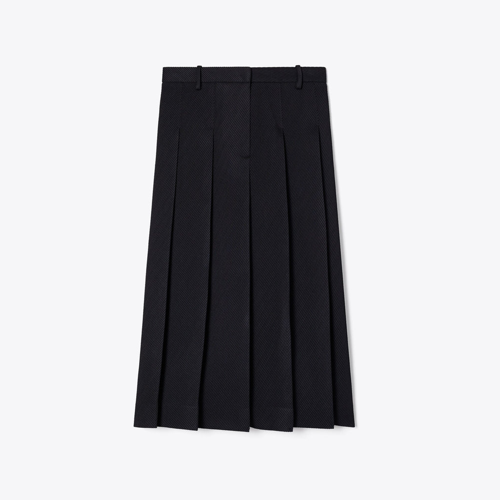 Tory Burch Tailored Twill Pleated Skirt - Black