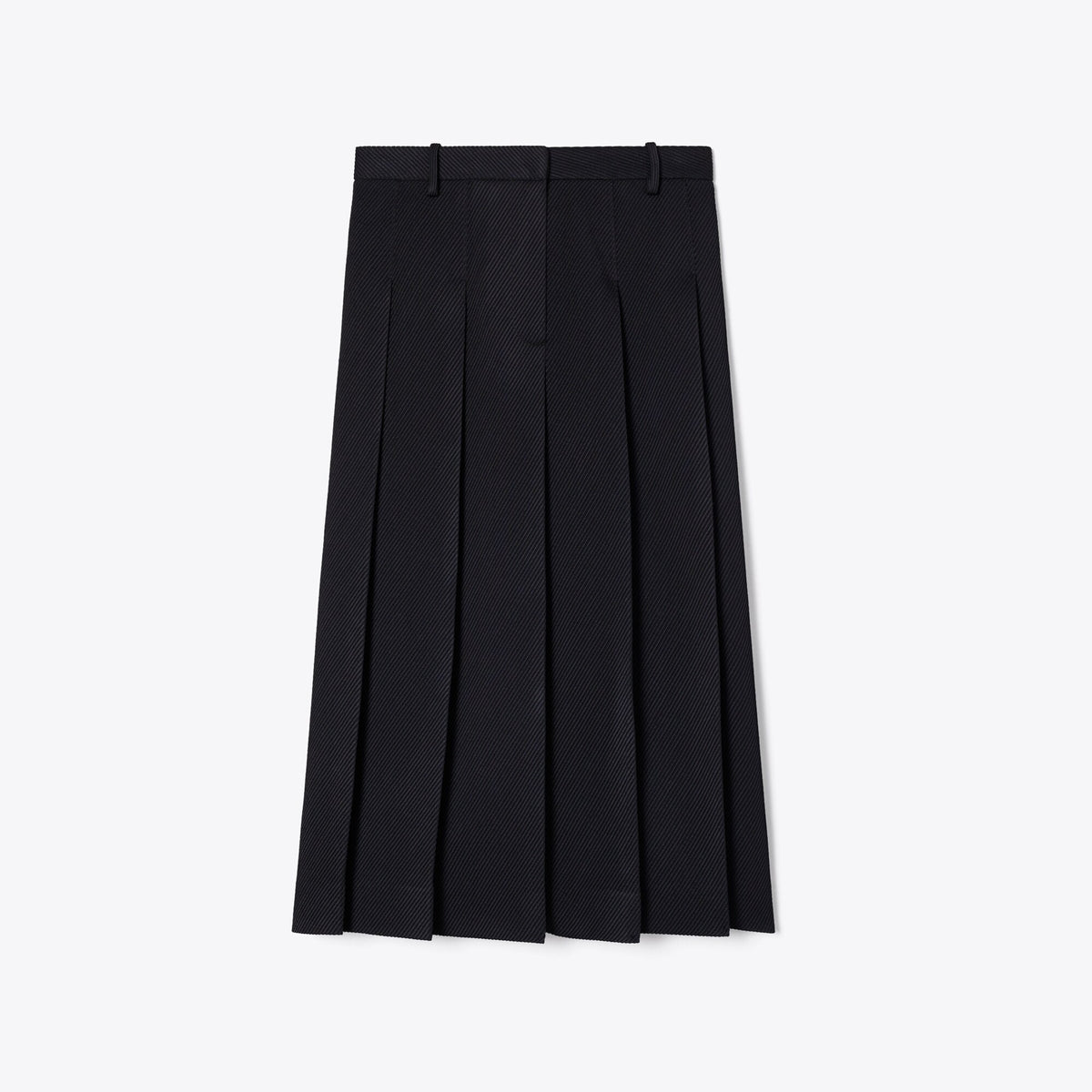 Tory Burch Tailored Twill Pleated Skirt - Black