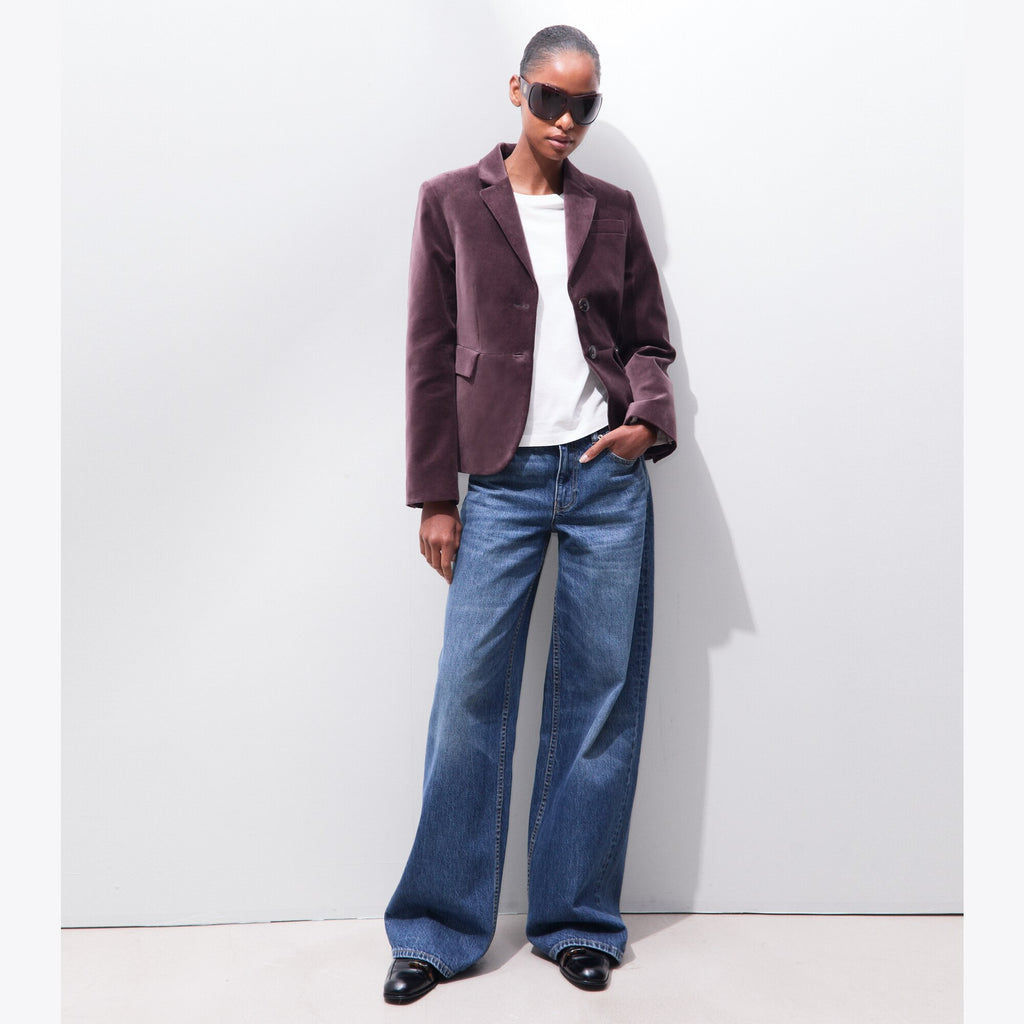 Tory Burch Tailored Velvet Blazer - Smoky Plum - 6