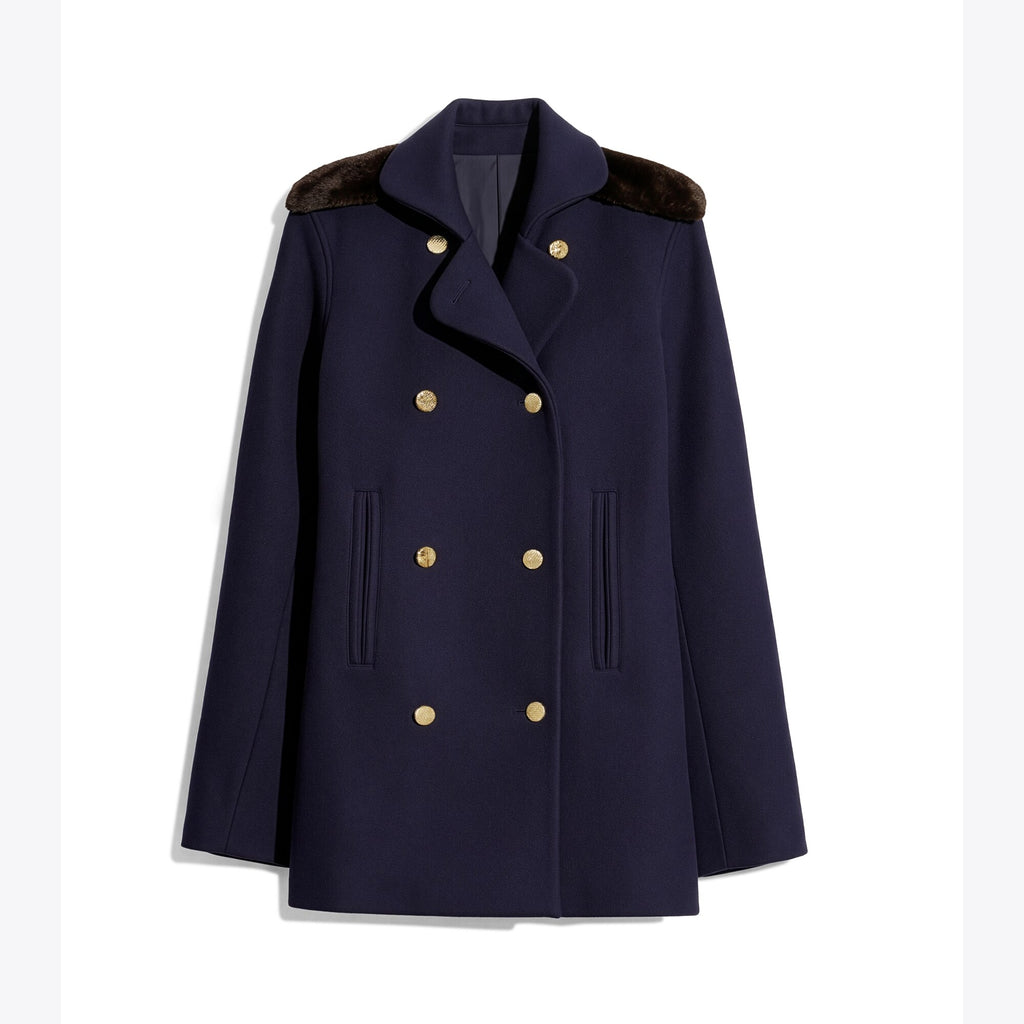 Tory Burch Tailored Wool Coat - Medium Navy - 6