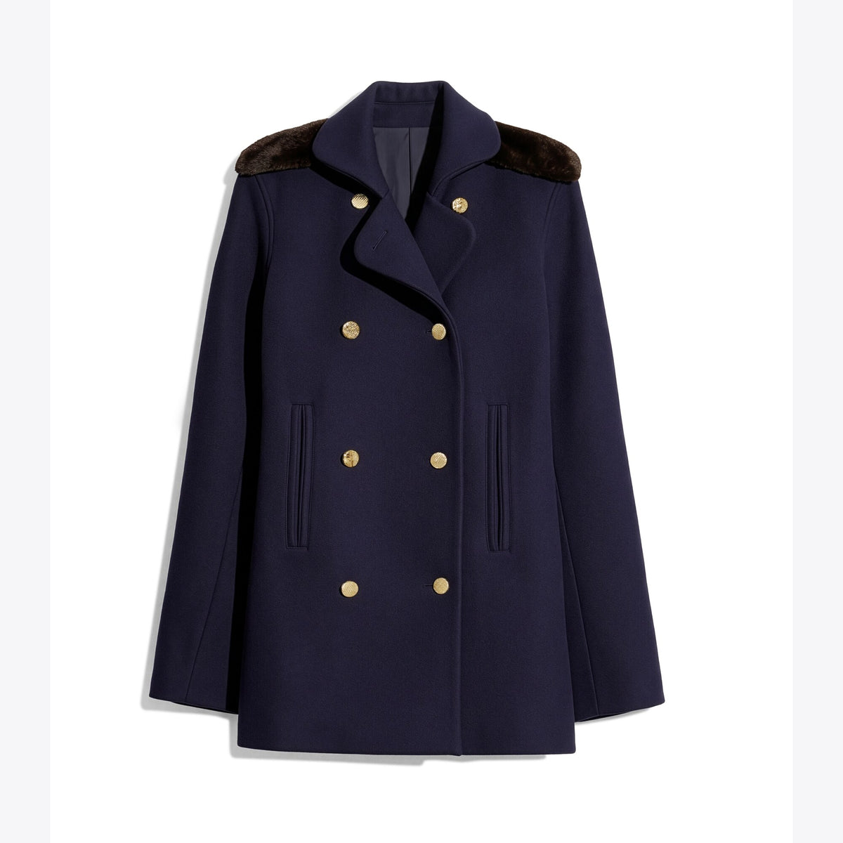 Tory Burch Tailored Wool Coat - Medium Navy - 6