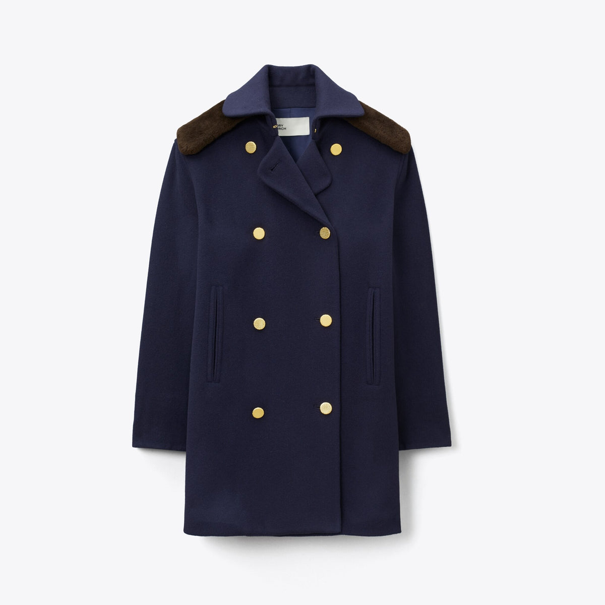 Tory Burch Tailored Wool Coat - Medium Navy