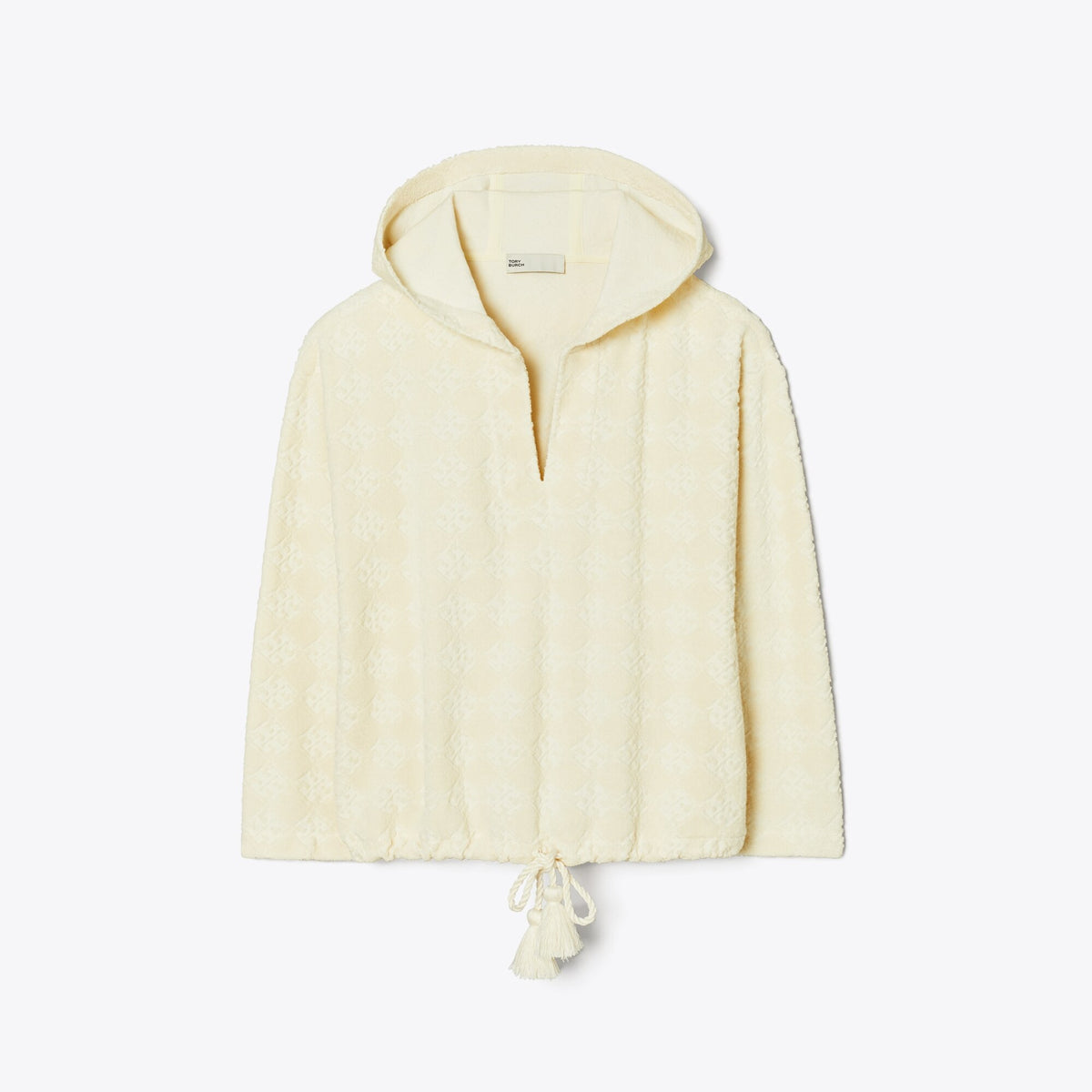 Tory Burch Terry Jacquard Logo Hoodie - New Ivory