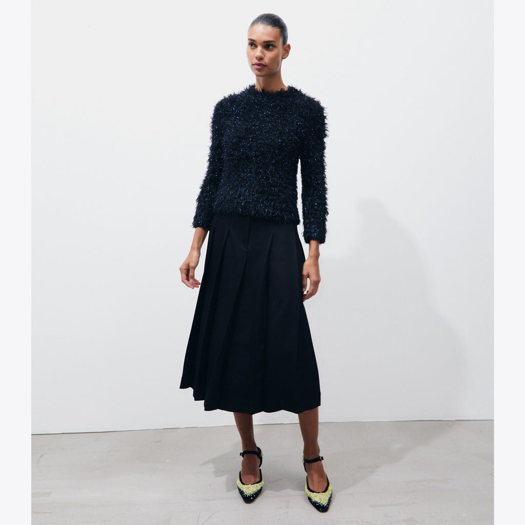 Tory Burch Tinsel Mockneck Sweater - Black / Black Navy Iridescent - 3