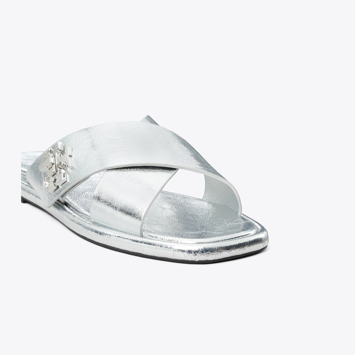 Tory Burch Turnlock Cross-Band Slide - Shiny Silver - 4