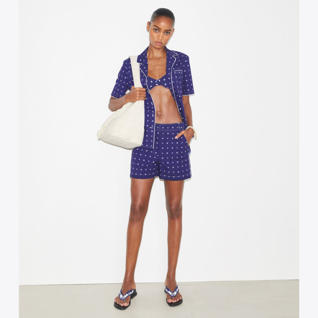 Tory Burch Twill Camp Shirt - Ballpoint Ink Nothing Ditsy - 3