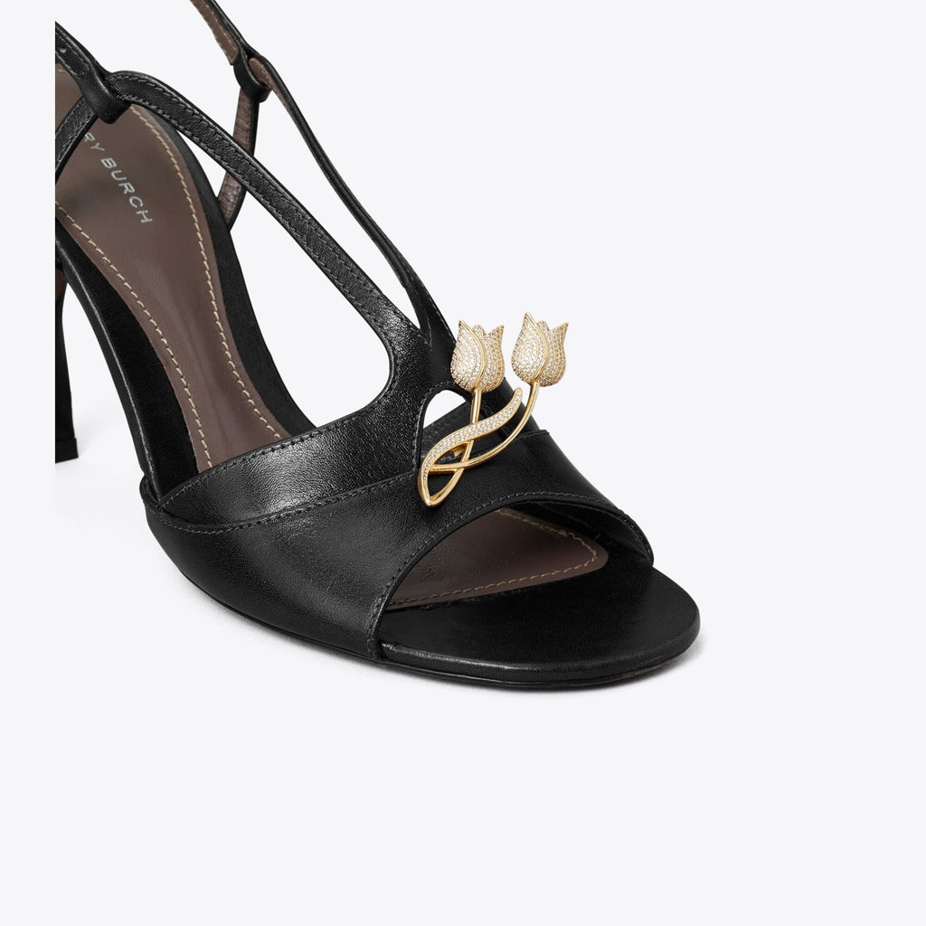 Tory Burch Twisted Heel Sandal - Black - 4