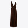 Tory Burch V-Neck Viscose Dress - Dark Cocoa
