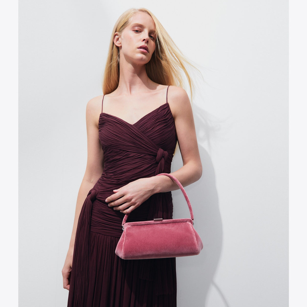 Tory Burch Velvet Frame Clutch - Dusty Pink - 2