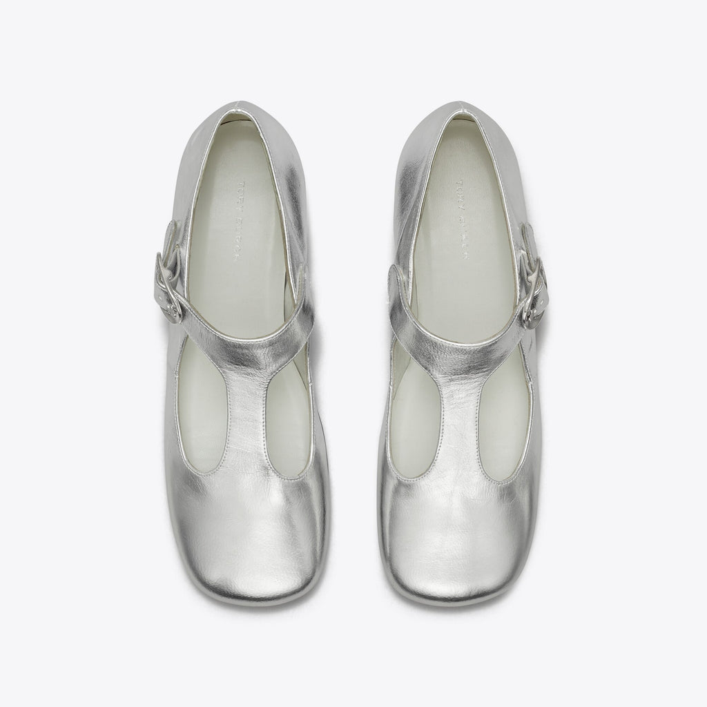 Tory Burch Violet T-Strap - Silver - 5