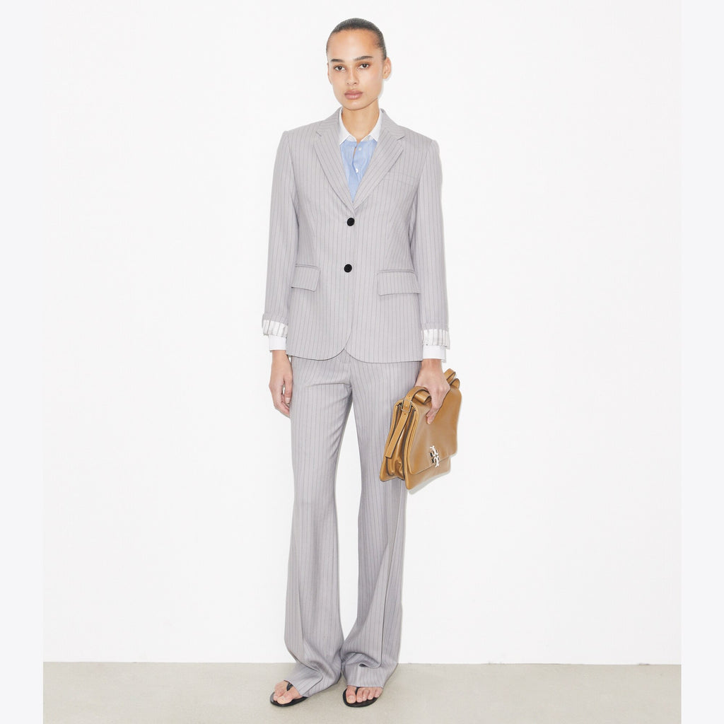 Tory Burch Viscose and Wool Pants - Dark Gray Pinstripe - 2