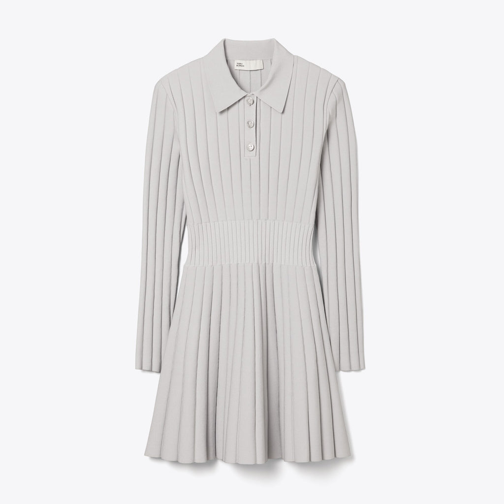 Tory Burch Viscose Knit Polo Dress - Dewy Gray