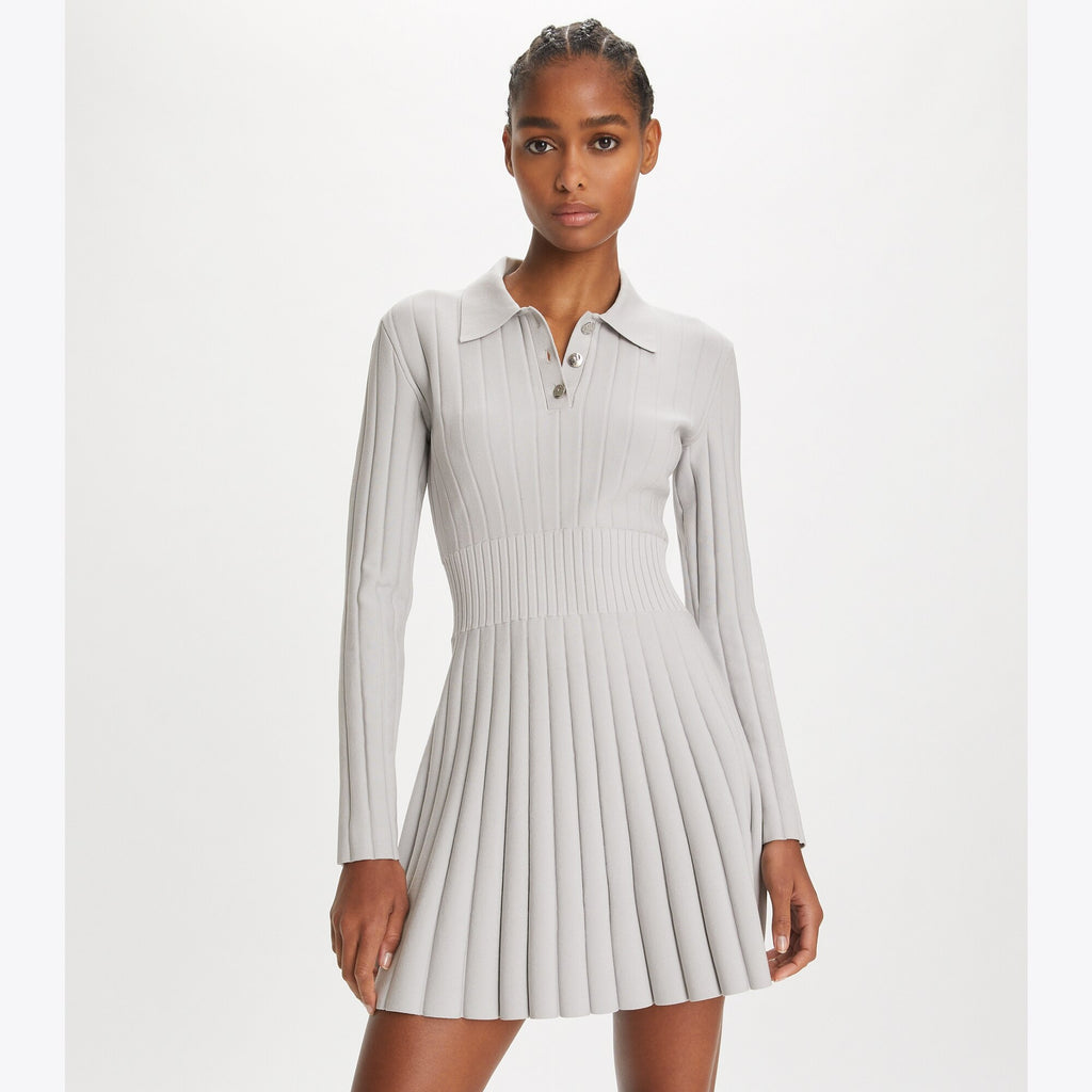 Tory Burch Viscose Knit Polo Dress - Dewy Gray - 2