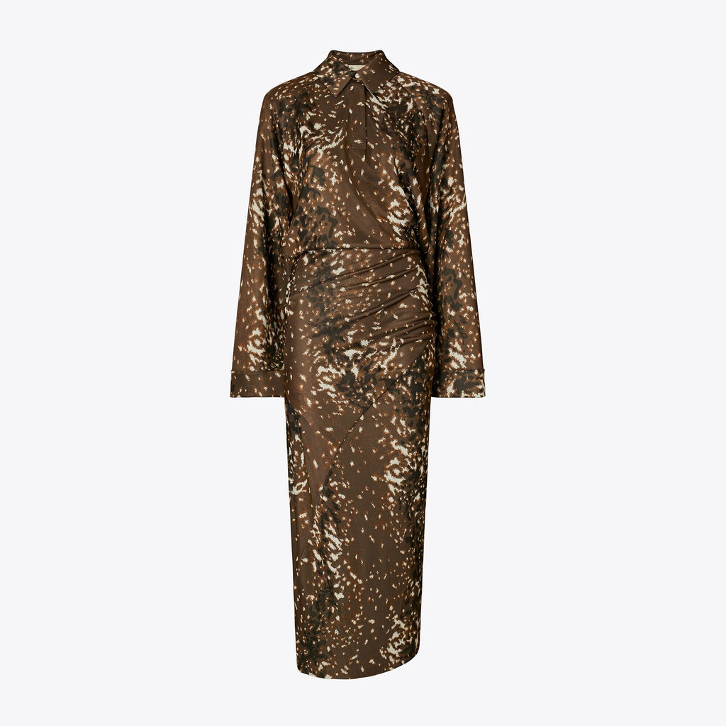 Tory Burch Viscose Shirtdress - Chocolate Brown Fawn