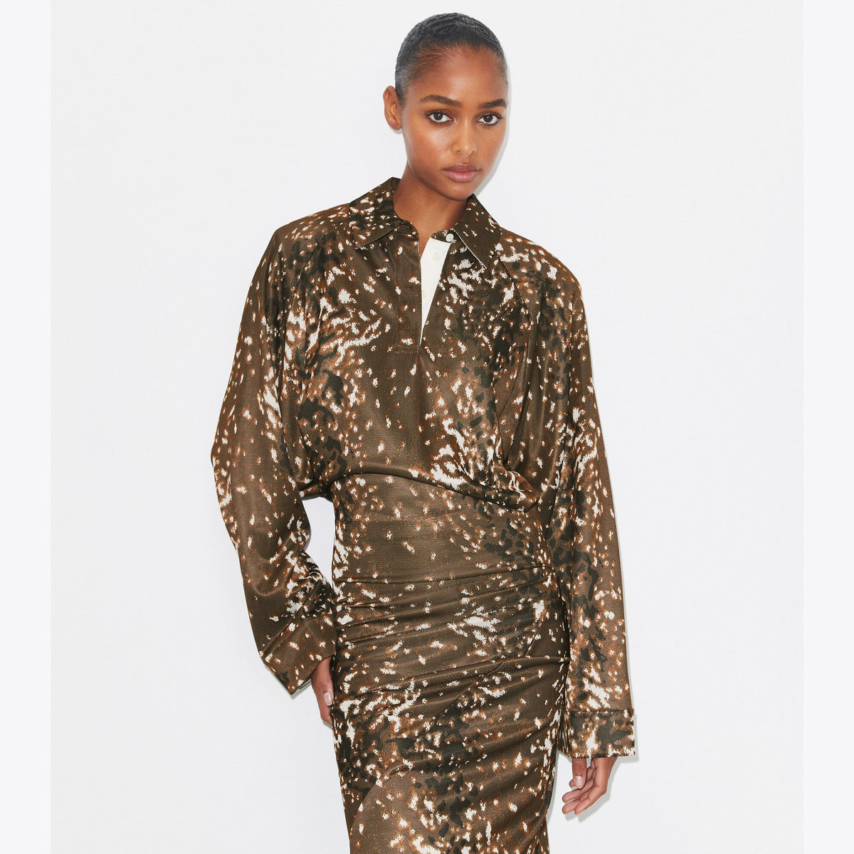 Tory Burch Viscose Shirtdress - Chocolate Brown Fawn - 5