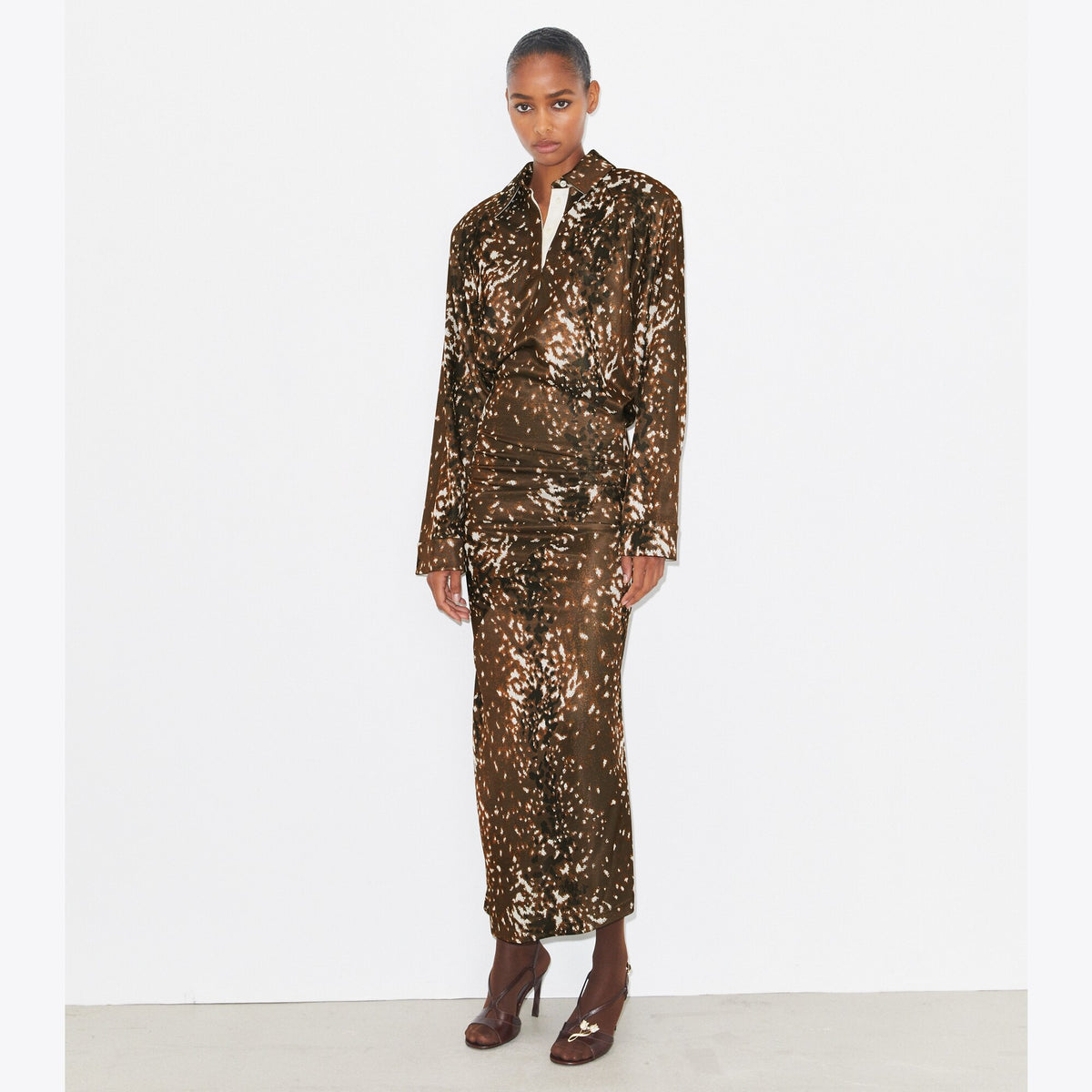 Tory Burch Viscose Shirtdress - Chocolate Brown Fawn - 2