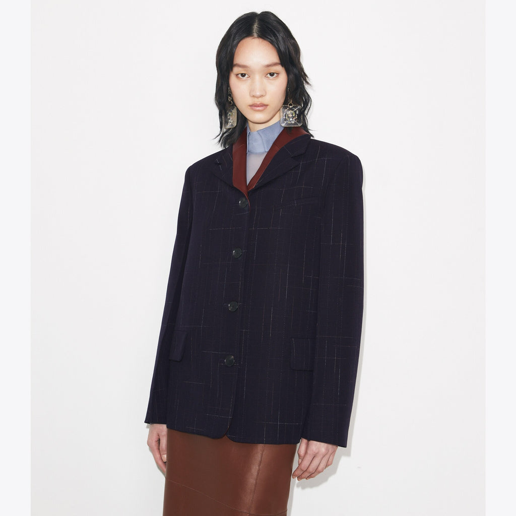 Tory Burch Wool Blazer - Dark Navy / Copper - 2