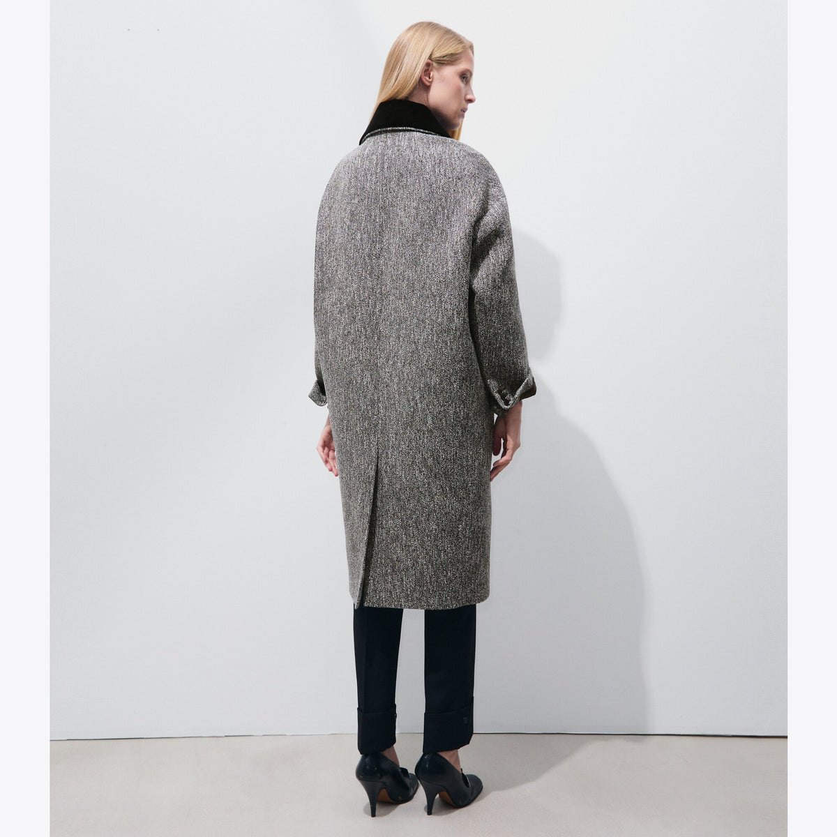 Tory Burch Wool Bouclé Coat - Brown / Ivory - 3