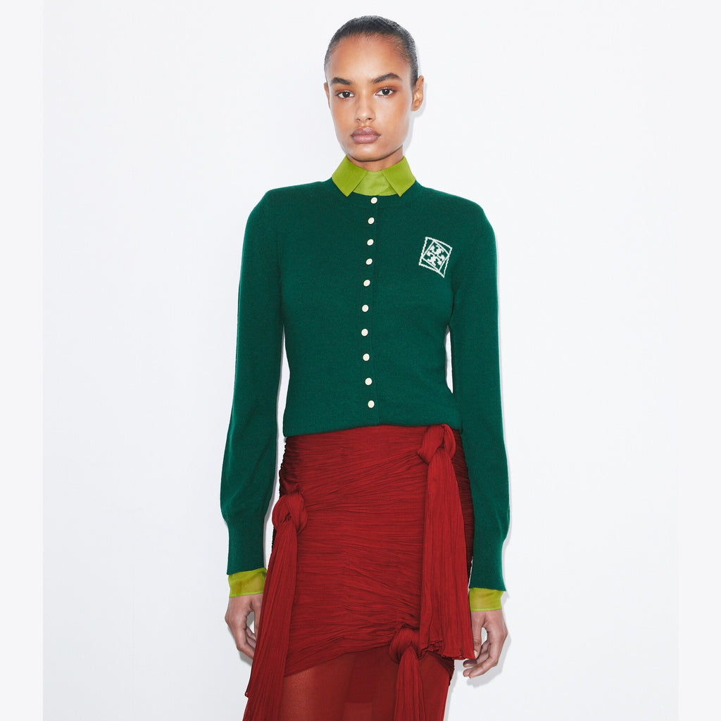 Tory Burch Wool Cardigan - Dark Green - 2