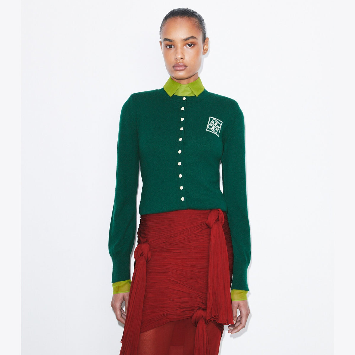 Tory Burch Wool Cardigan - Dark Green - 2