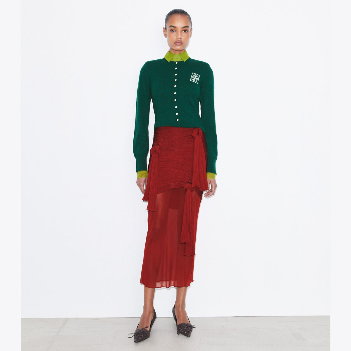 Tory Burch Wool Cardigan - Dark Green - 3