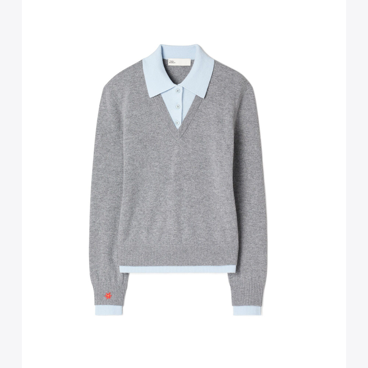 Tory Burch Wool Dickie Sweater - Blue Gray - 5
