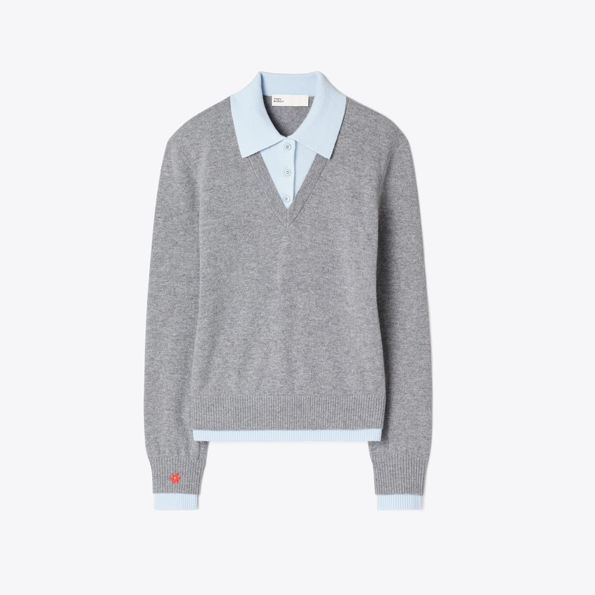 Tory Burch Wool Dickie Sweater - Blue Gray