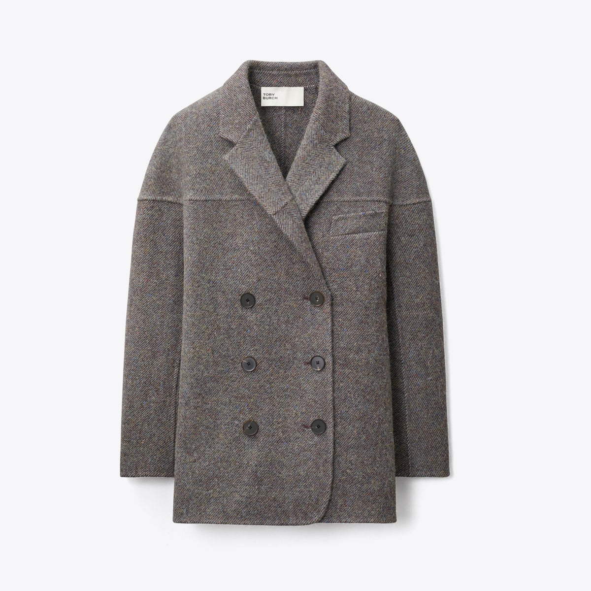 Tory Burch Wool Herringbone Jacket - Gray Herringbone
