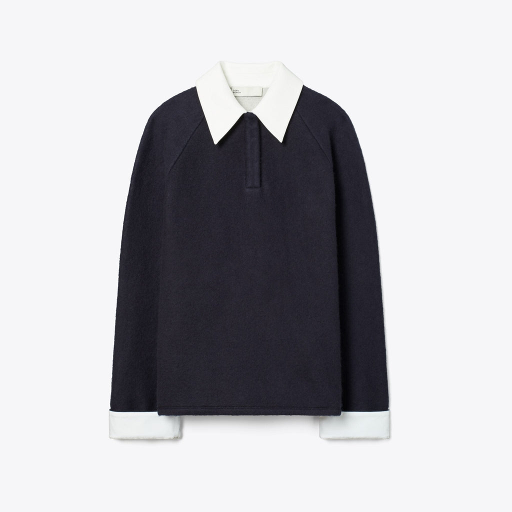 Tory Burch Wool Rugby Polo - Navy / Ivory