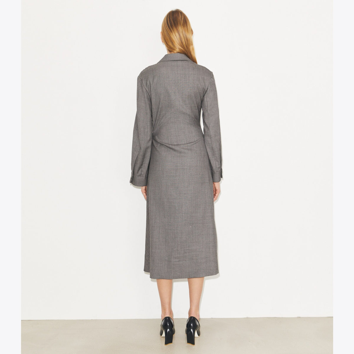 Tory Burch Wool Wrap Dress - Black / Gray - 3