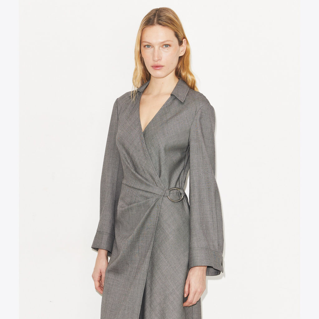 Tory Burch Wool Wrap Dress - Black / Gray - 5