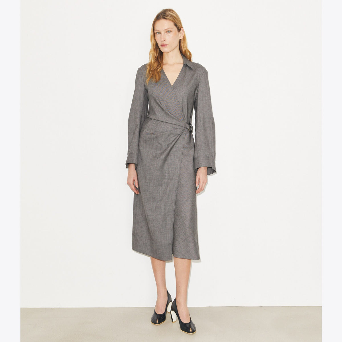 Tory Burch Wool Wrap Dress - Black / Gray - 2