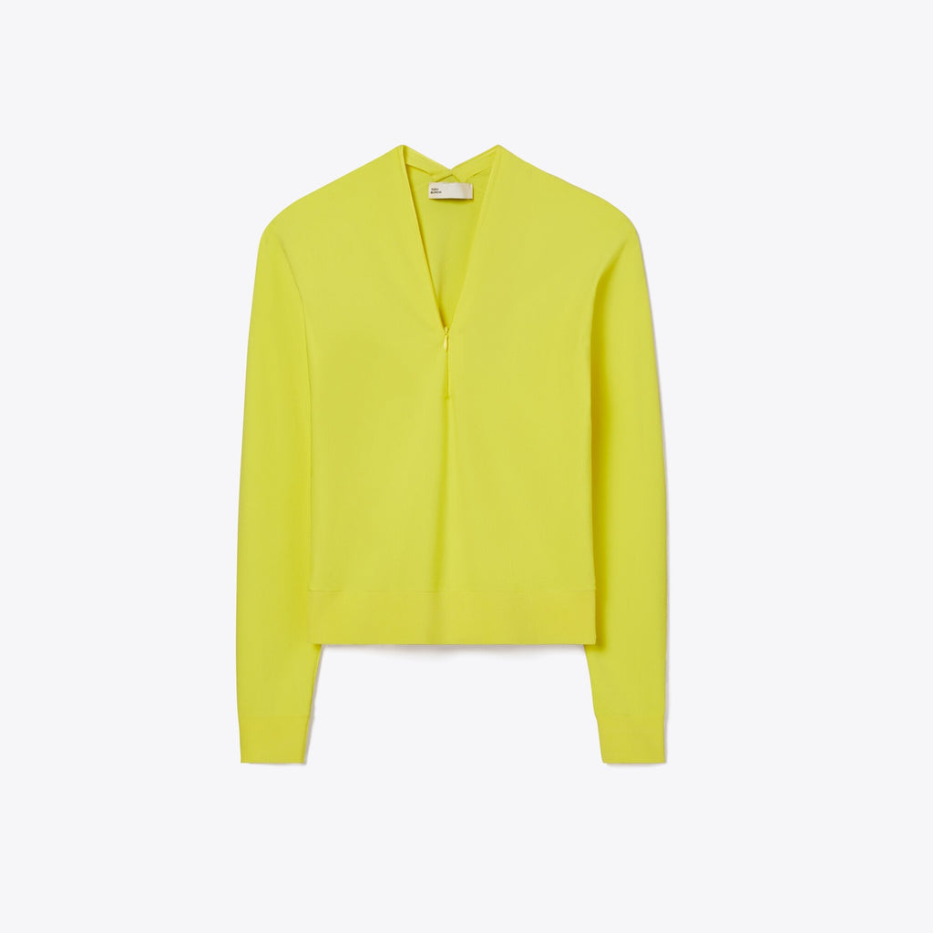 Tory Burch Zip Viscose Sweater - Lemon Citrus